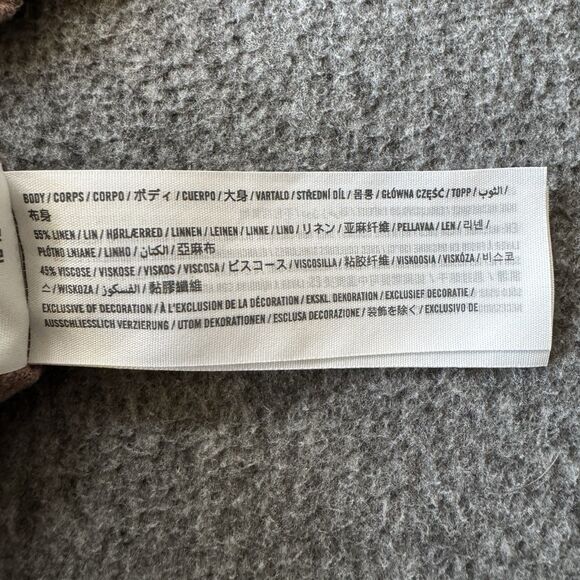 A&F Shirt Summer Linen Blend Button Upens L Brown Casual Short Sleevee - Picture 4 of 7